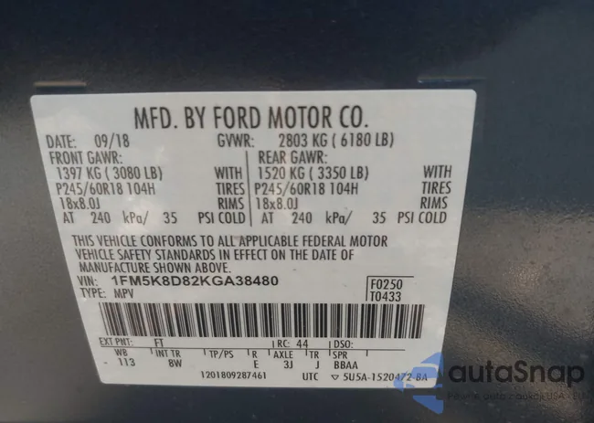 1FM5K8D82KGA38480: 42798365