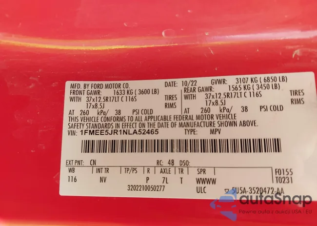 1FMEE5JR1NLA52465: 42798448