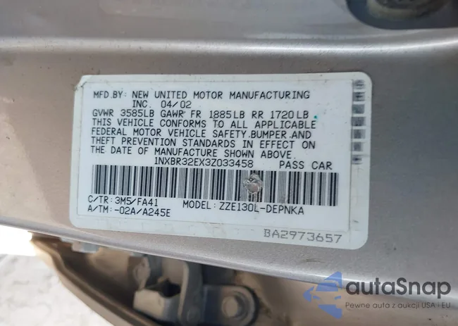 1NXBR32EX3Z033458: 42798494