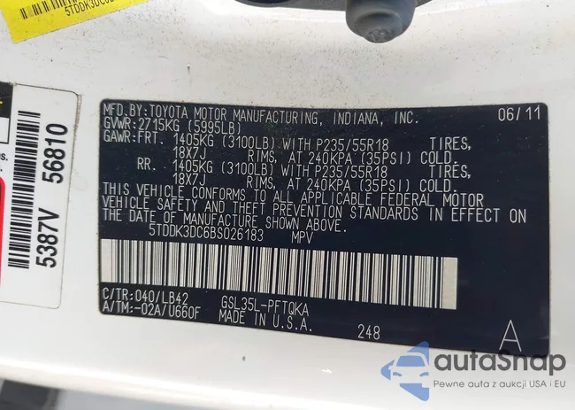 5TDDK3DC6BS026183: 42798506