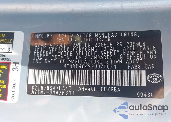 4T1BB46K29U070071: 42798515