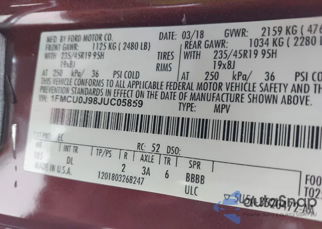 1FMCU0J98JUC05859: 42797611