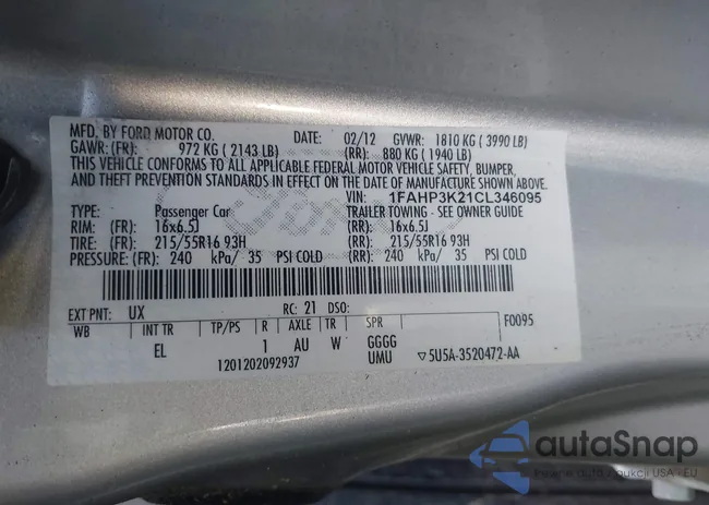 1FAHP3K21CL346095: 42797864