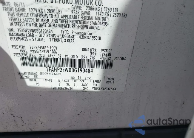 1FAHP2FW0BG190484: 42797871