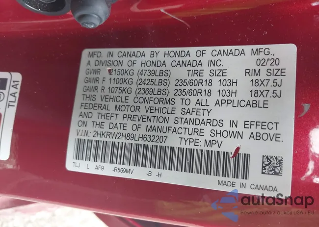 2HKRW2H89LH632207: 42797936