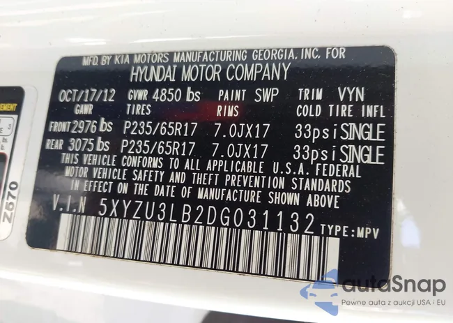 5XYZU3LB2DG031132: 42797964