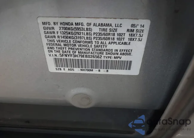 5FNYF3H79EB026562: 42798971