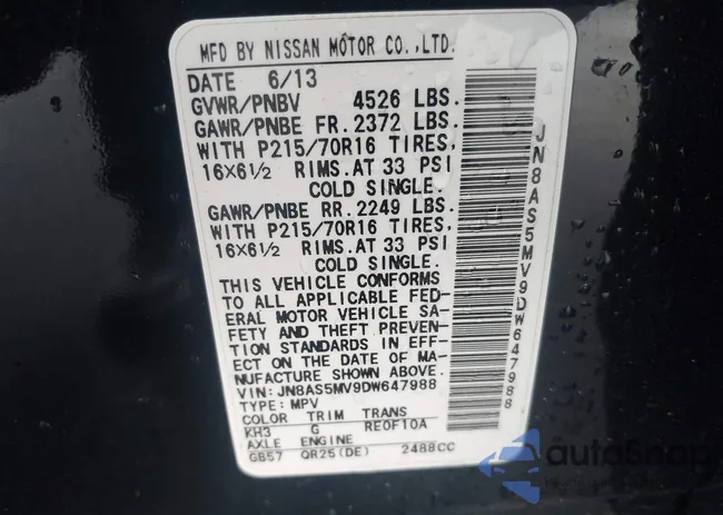 JN8AS5MV9DW647988: 42798989