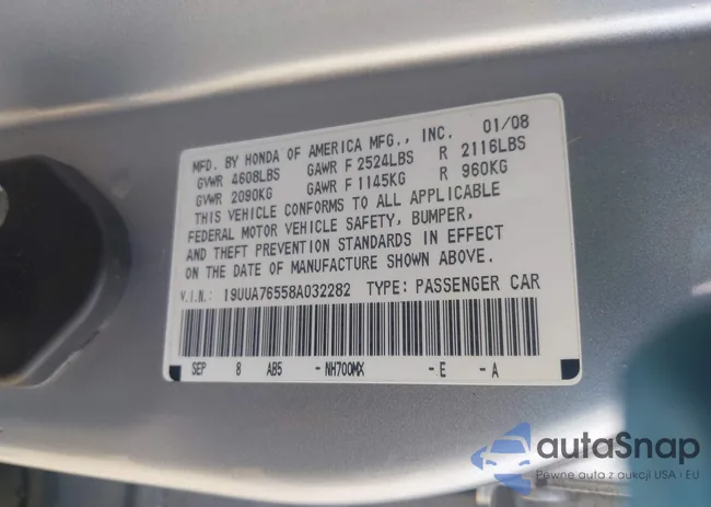 19UUA76558A032282: 42798995