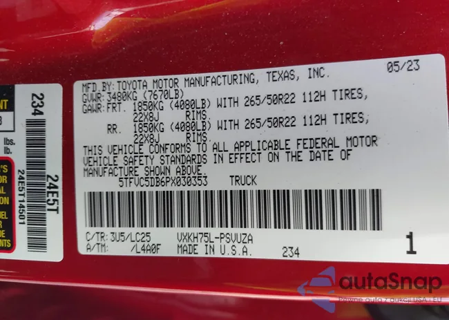 5TFVC5DB6PX030353: 42799204