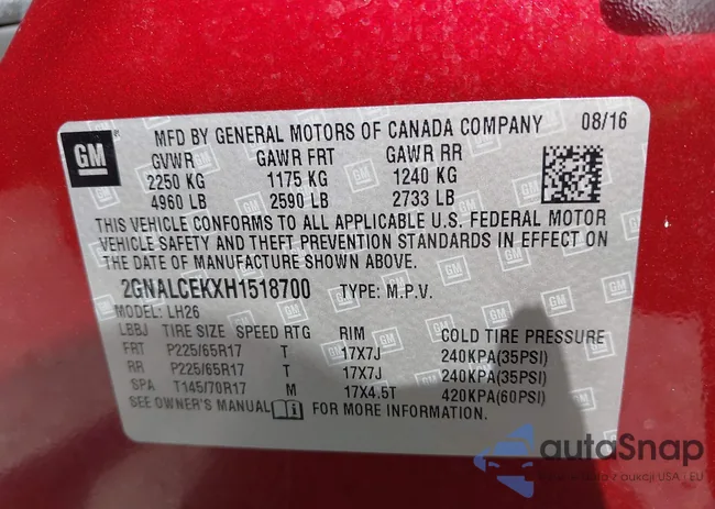 2GNALCEKXH1518700: 42799259