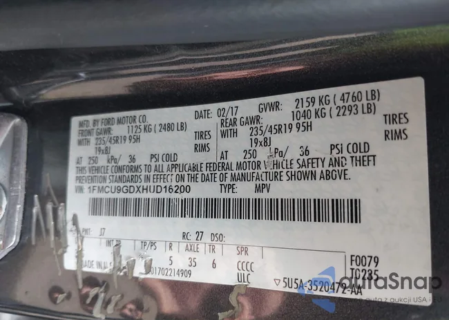 1FMCU9GDXHUD16200: 42799274