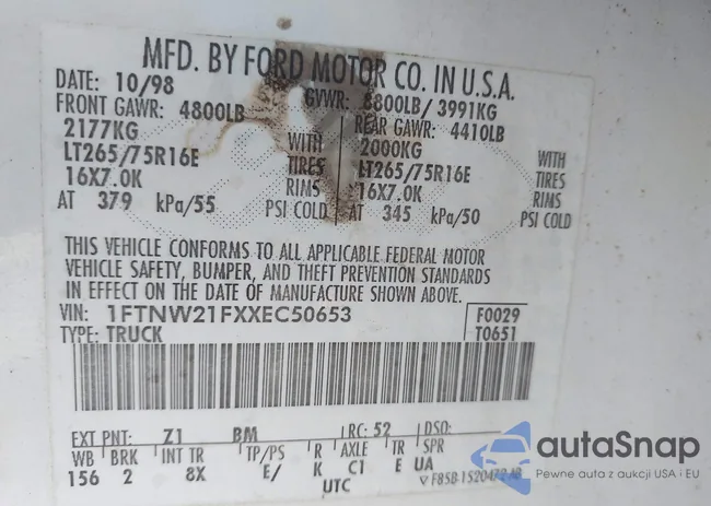 1FTNW21FXXEC50653: 42798672