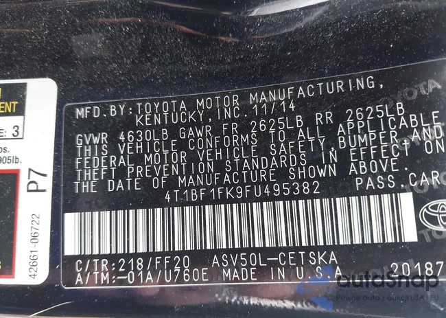 4T1BF1FK9FU495382: 42798933