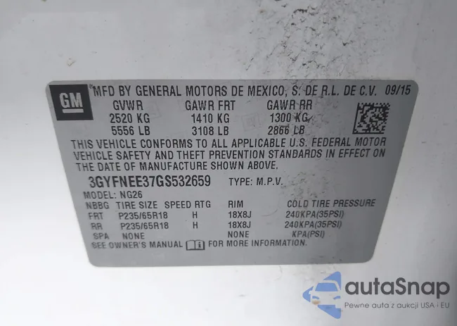 3GYFNEE37GS532659: 42800059