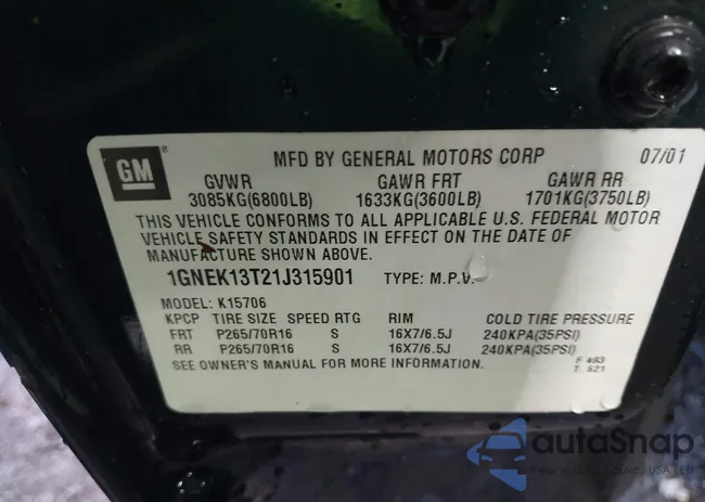 1GNEK13T21J315901: 42800105