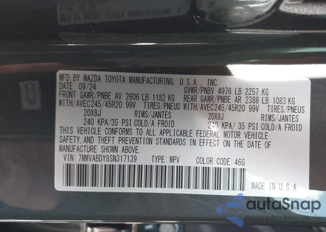 7MMVABDY8SN317139: 42800113