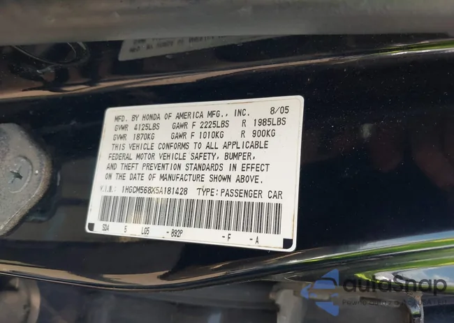 1HGCM568X5A181428: 42800173