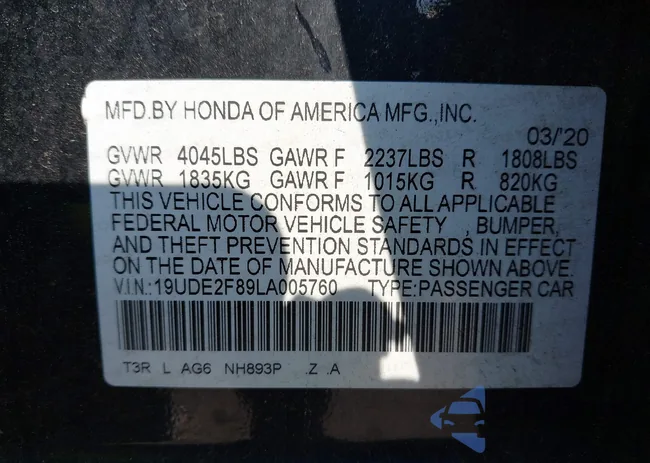 19UDE2F89LA005760: 42800175