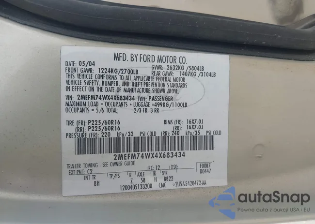 2MEFM74WX4X683434: 42800244