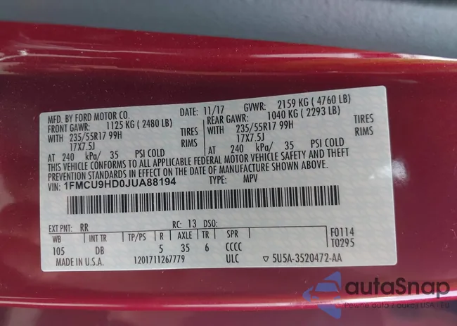 1FMCU9HD0JUA88194: 42800246