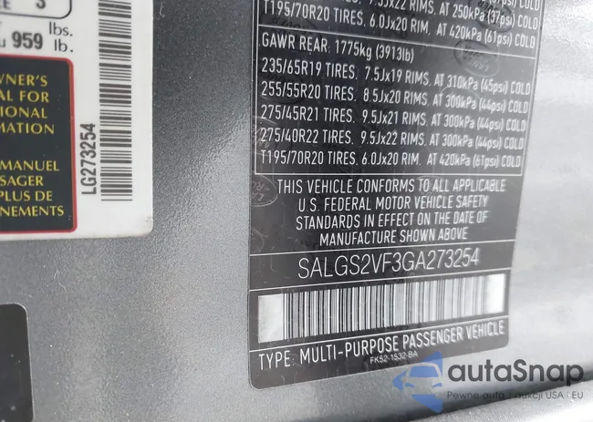 SALGS2VF3GA273254: 42800334