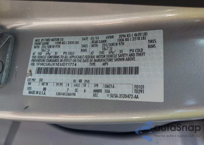 1FMCU0JX1EUD71774: 42800480