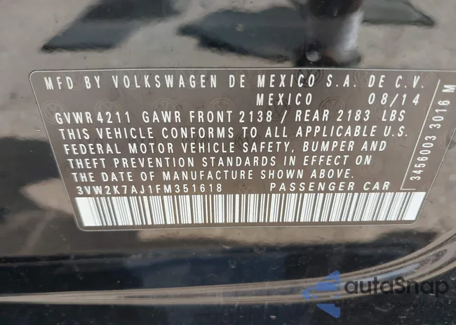 3VW2K7AJ1FM351618: 42799613