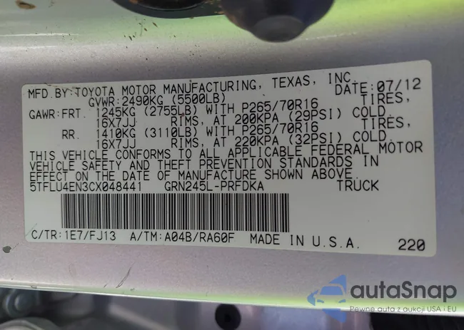 5TFLU4EN3CX048441: 42799649