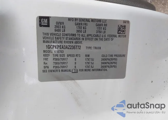 1GCPKPEA3AZ236772: 42799822