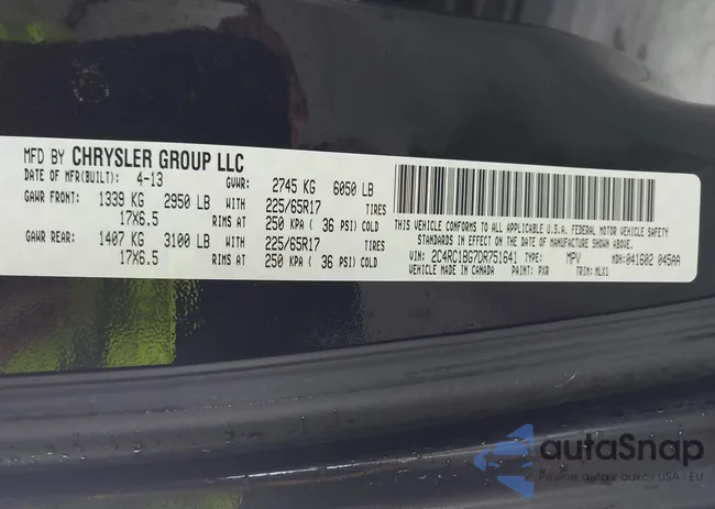 2C4RC1BG7DR751641: 42799836