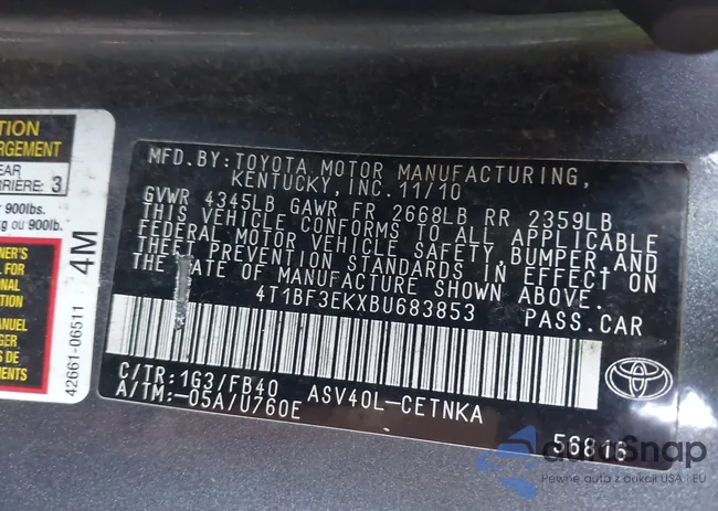 4T1BF3EKXBU683853: 42801022