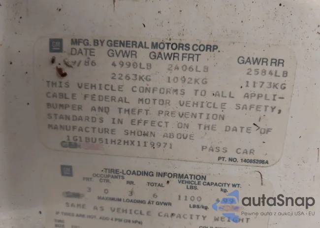 1G1BU51H2HX119971: 42801094