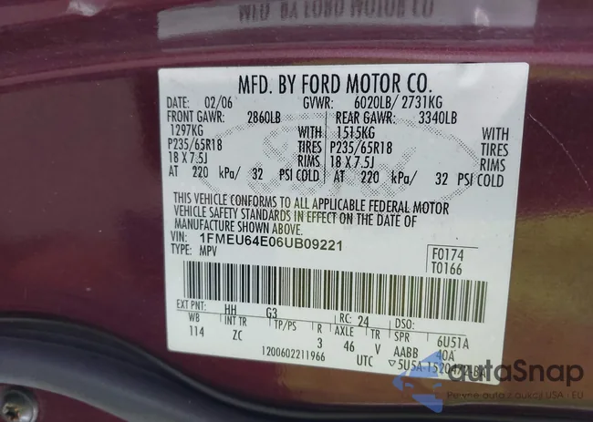 1FMEU64E06UB09221: 42801261