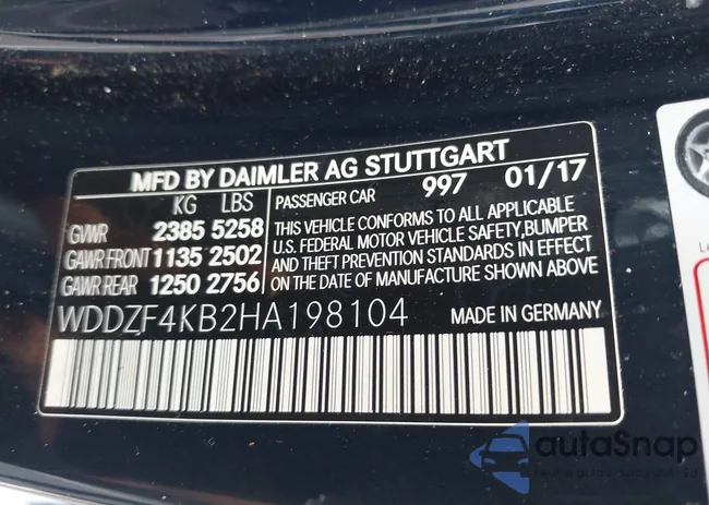 WDDZF4KB2HA198104: 42801265