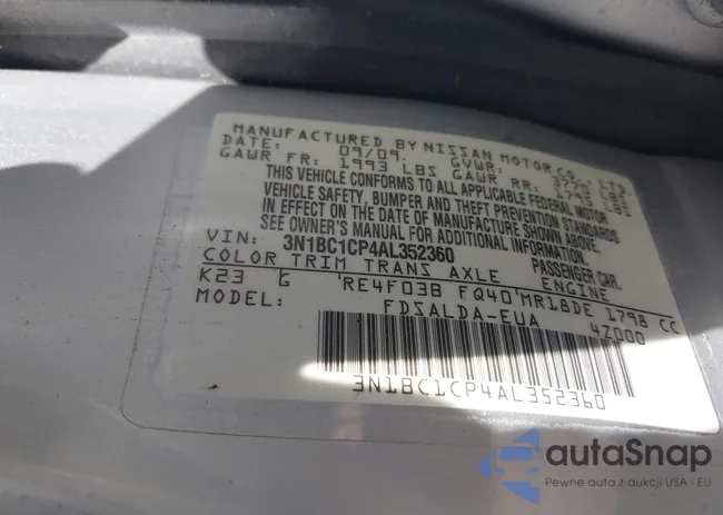 3N1BC1CP4AL352360: 42801334