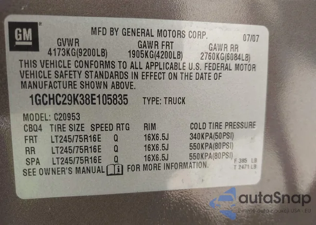 1GCHC29K38E105835: 42801368