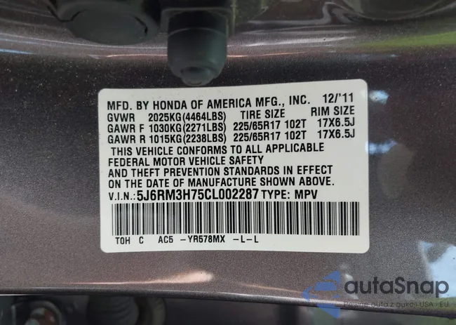 5J6RM3H75CL002287: 42800636