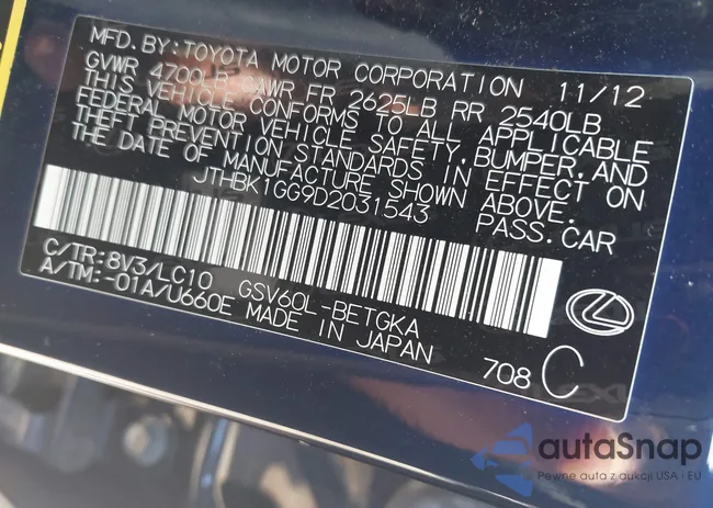 JTHBK1GG9D2031543: 42800965