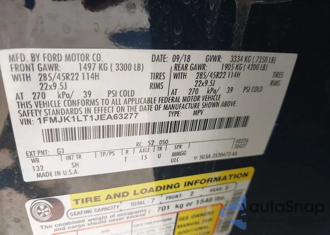 1FMJK1LT1JEA63277: 42802018