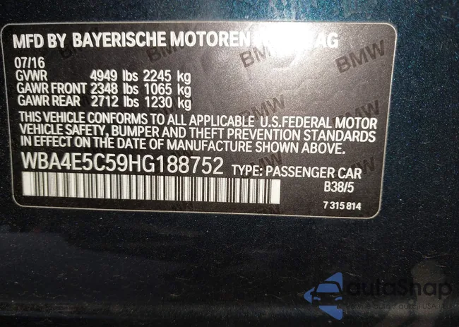 WBA4E5C59HG188752: 42802256