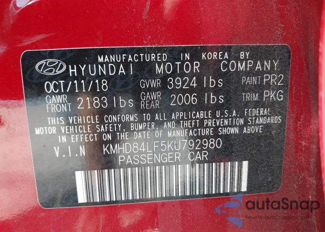 KMHD84LF5KU792980: 42802333