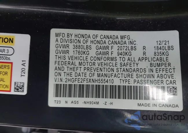 2HGFE2F5XNH555410: 42802370