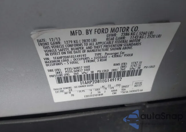 1FAHP2D81EG149192: 42802397