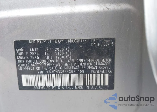 4S3BNBN65F3075108: 42802400