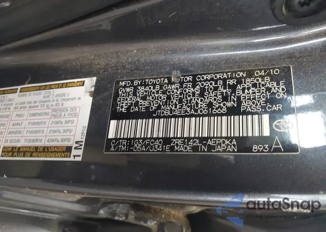 JTDBU4EE3AJ061668: 42802405