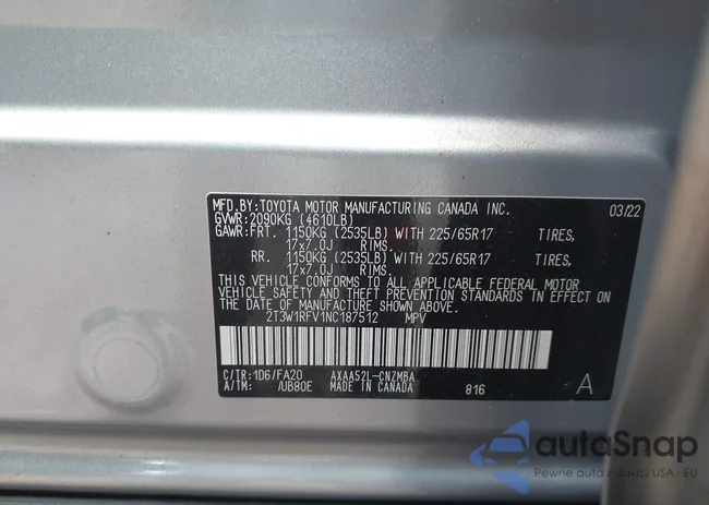 2T3W1RFV1NC187512: 42802478