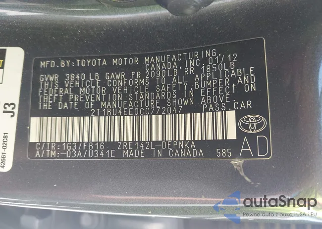 2T1BU4EE0CC772047: 42801599