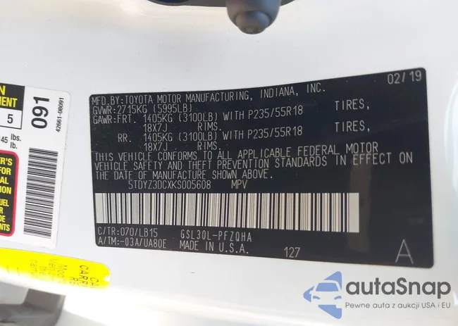 5TDYZ3DCXKS005608: 42801818