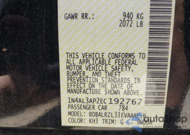 1N4AL3AP2EC192767: 42801833